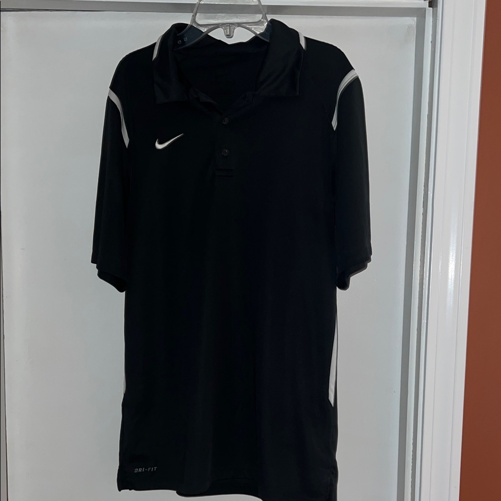 Nike Men's Black Polo golf shirt with White Accents